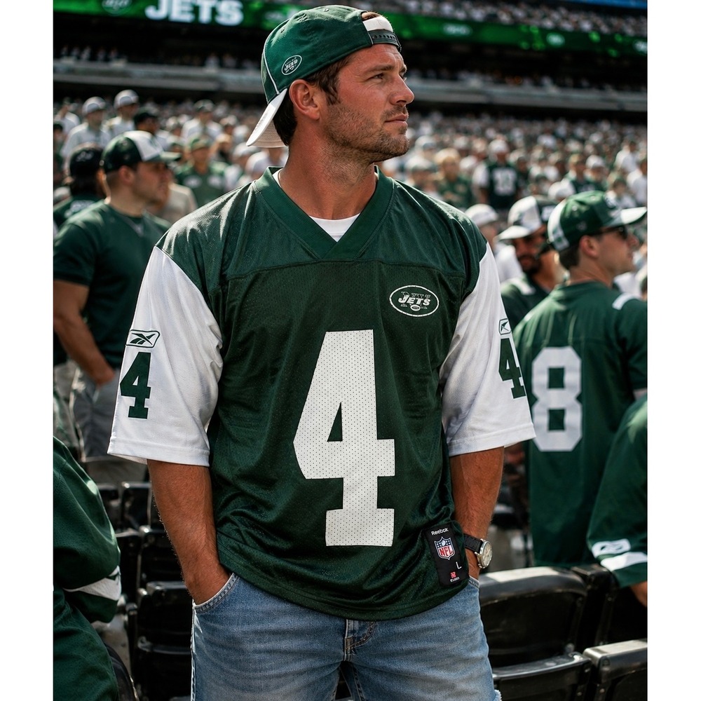 Brett Favre #4 New York Jets Reebok NFL Jersey Mens L Green 2008 Football